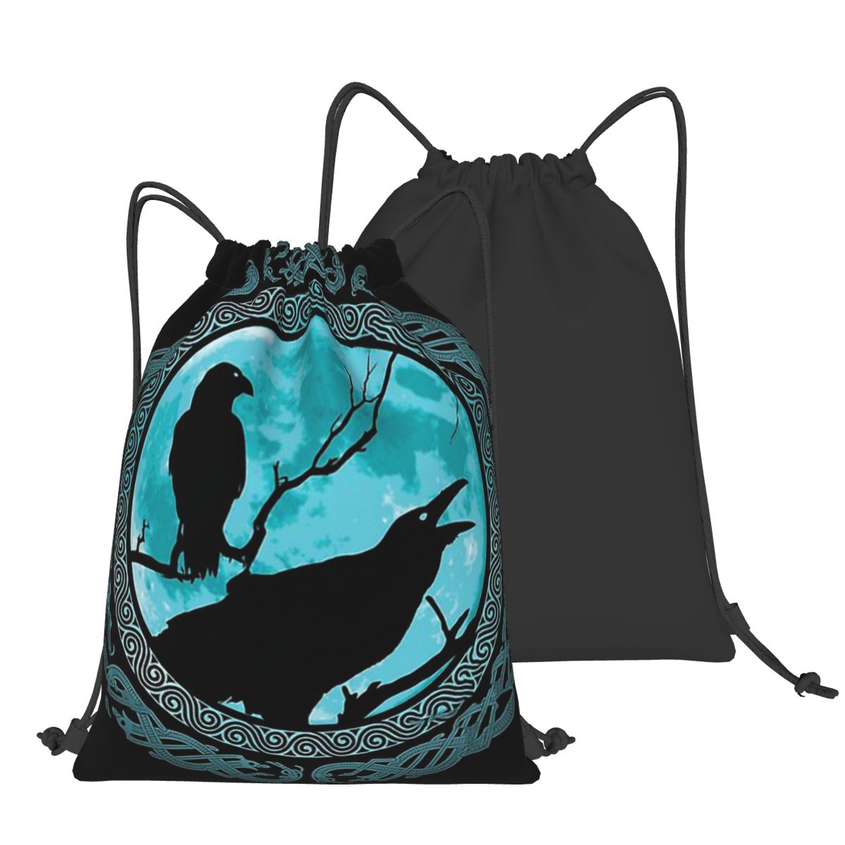 Hugin Munin Odin's Ravens Drawstring Bag