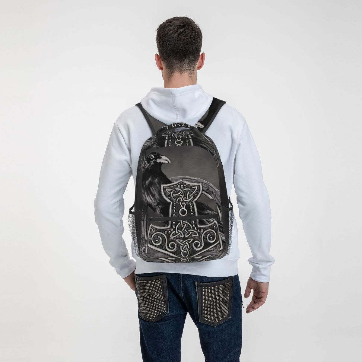 Thor's Hammer With Raven Large Capacity Viking Backpack
