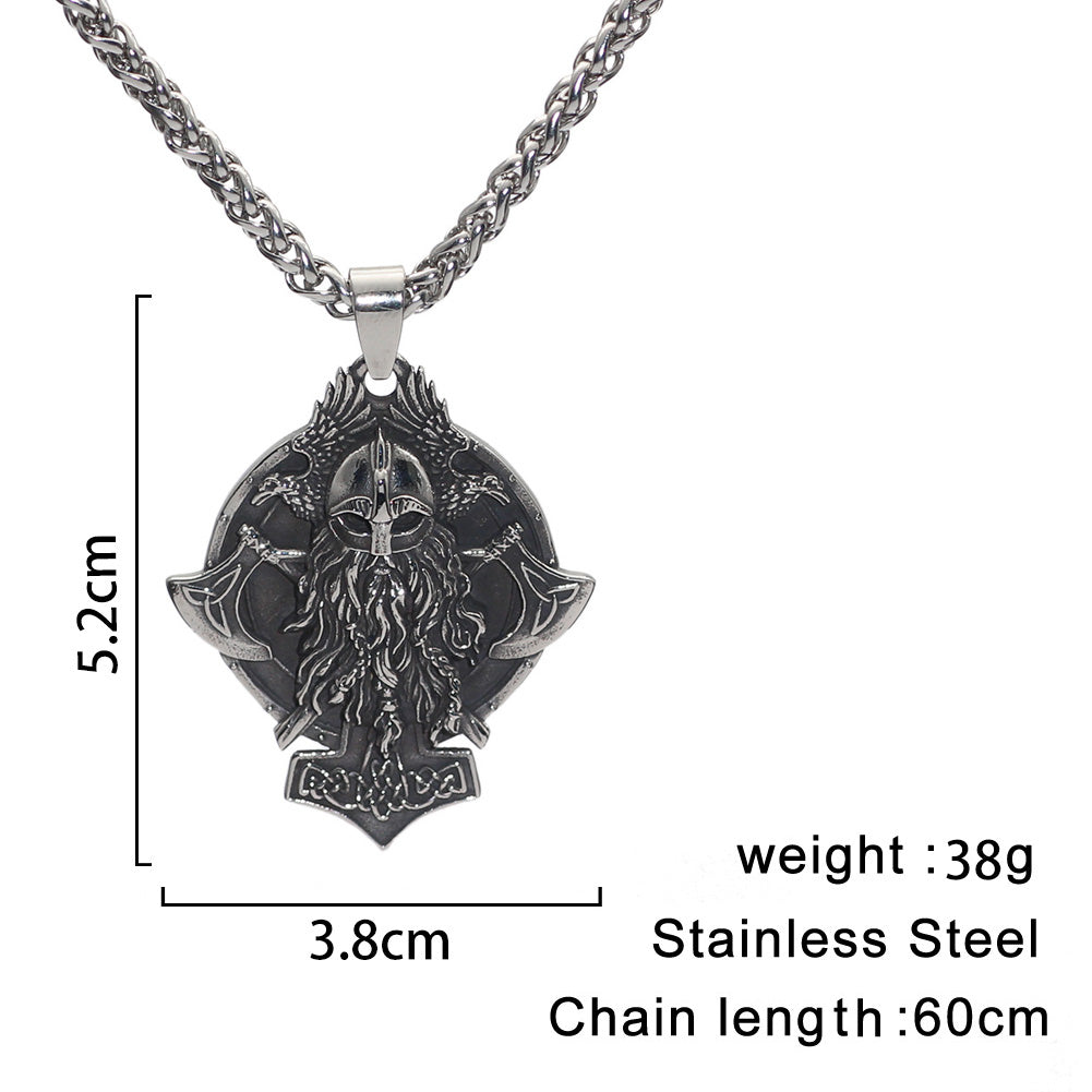 Odin's Ravens Viking Warrior Pendant Necklace