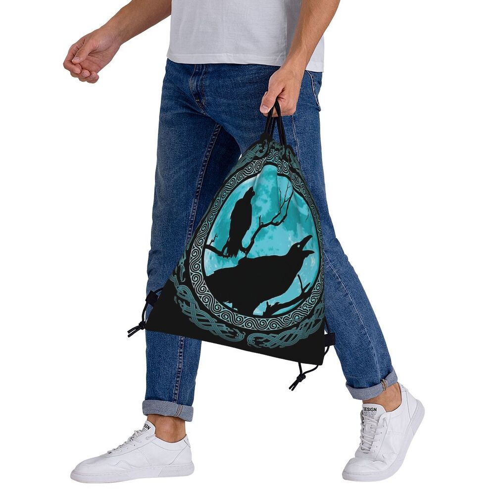 Hugin Munin Odin's Ravens Drawstring Bag