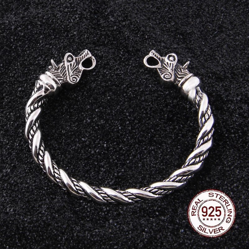 Odin's Wolf Viking Arm Ring - Sterling Silver