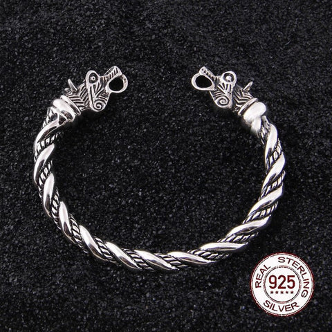 Odin's Wolf Viking Arm Ring - Sterling Silver