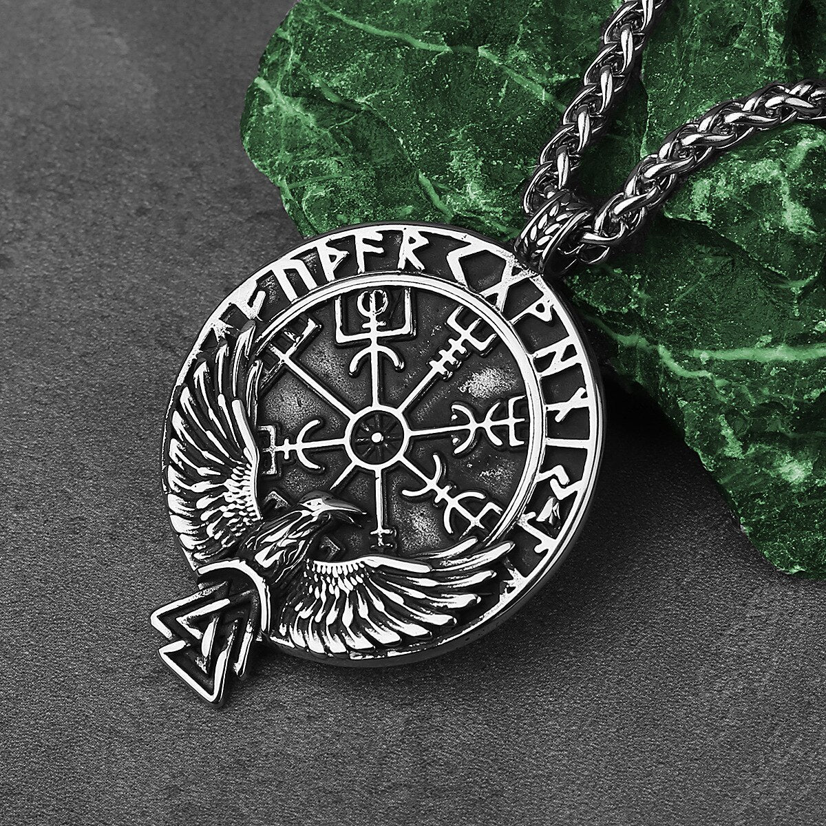 Raven Valknut Pendant Necklace