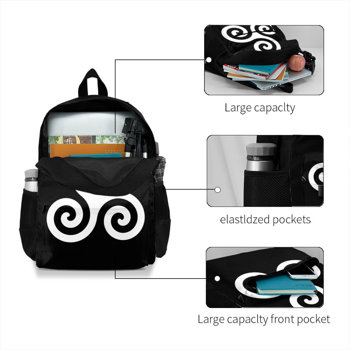 Celtic Triskele Spiral Large Capacity Viking Backpack