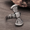 Viking Axe Ring With Helm Of Awe Symbol