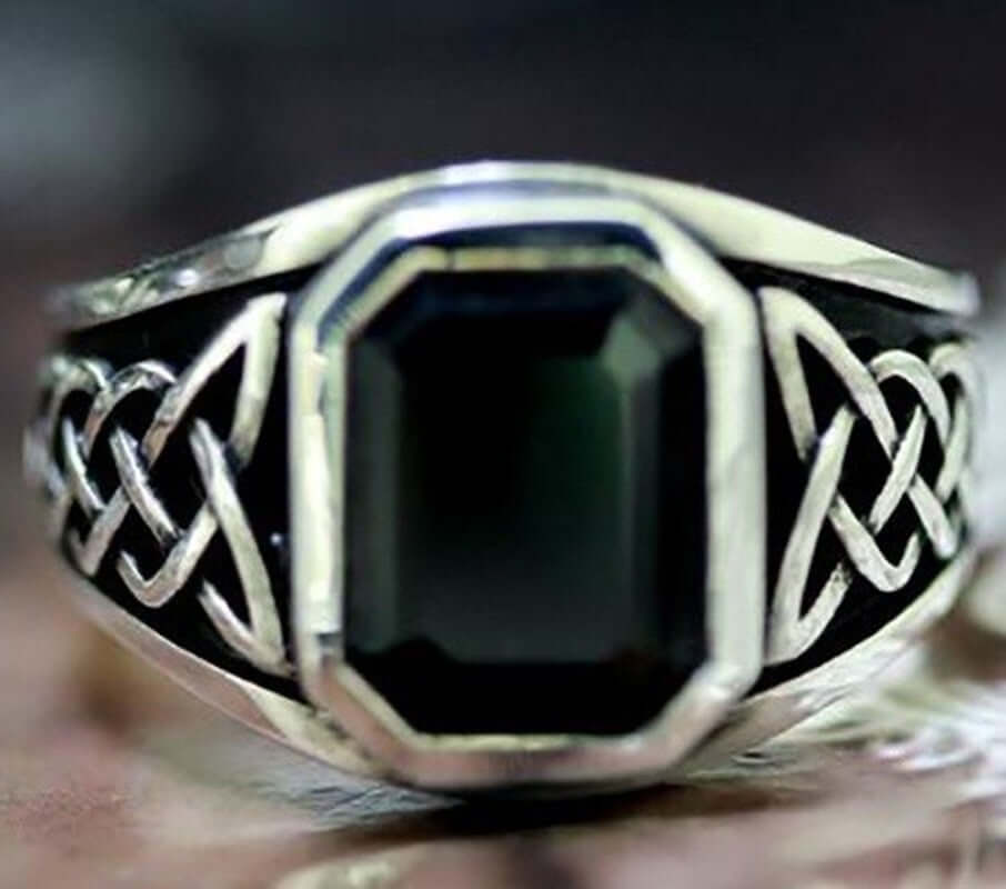 Black Onyx Celtic Ring