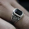 Black Onyx Celtic Ring