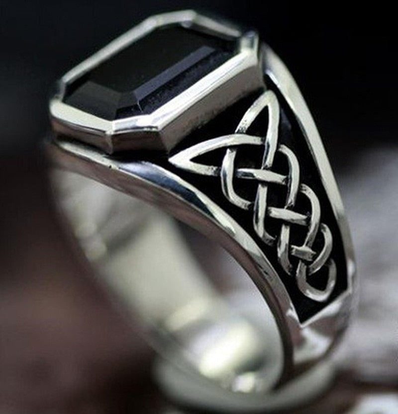 Black Onyx Celtic Ring