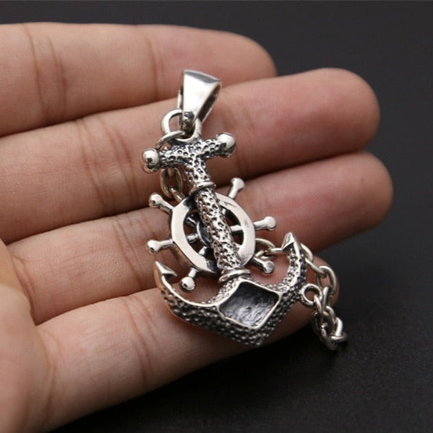 Viking Necklace With Nordic Rudder Anchor Pendant