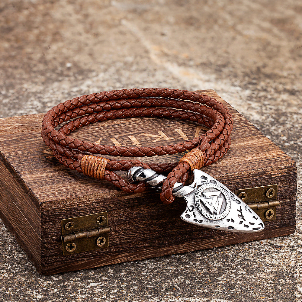 Viking Spear Multilayer Leather Bracelet