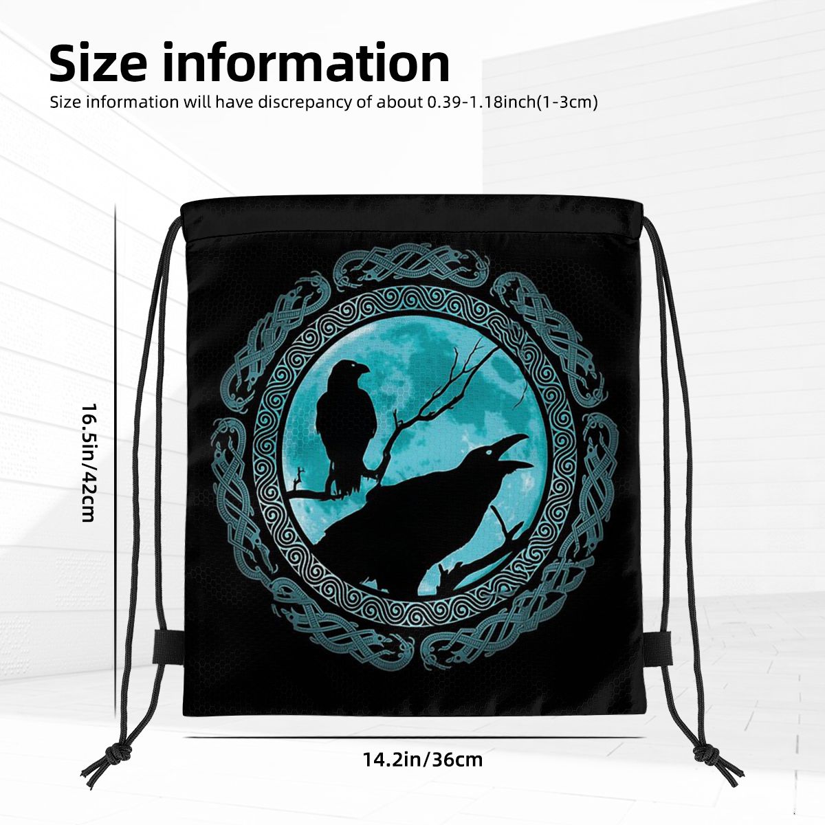 Hugin Munin Odin's Ravens Drawstring Bag
