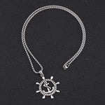 Viking Necklace With Anchor Wheel Pendant