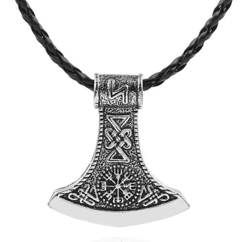 Viking Axe & Vegvisir Necklace