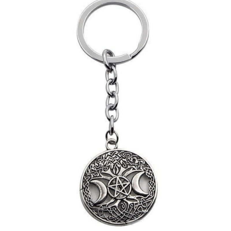Celtic Triple Crescent Moon Keychain