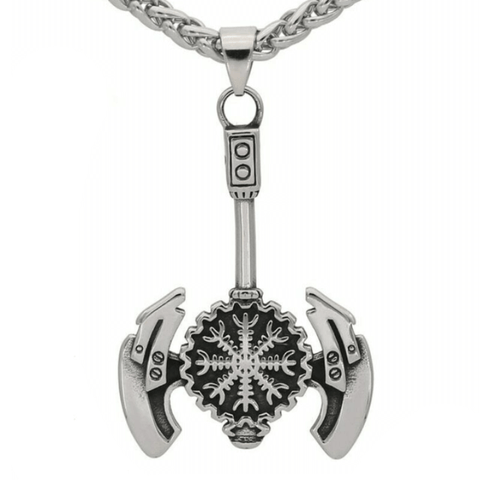 Battle Axe Necklace With Vegvisir Symbol