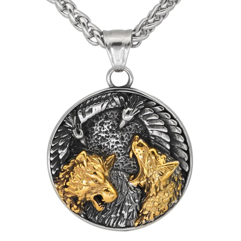 Wolf And Raven Pendant Necklace