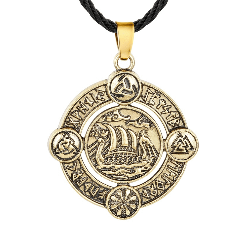 Drakkar Ship Viking Rune Necklace