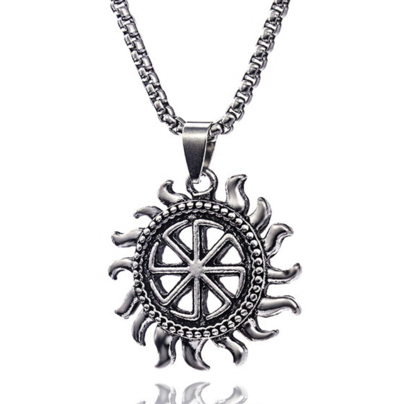 Slavic Sun Wheel Pendant Necklace