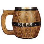 Oak Barrel Style Wooden Beer Tankard Mug