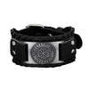 Helm of Awe in Runic Circle- Viking Leather Bracelet