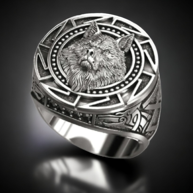 Viking Wolf Symbols Ring