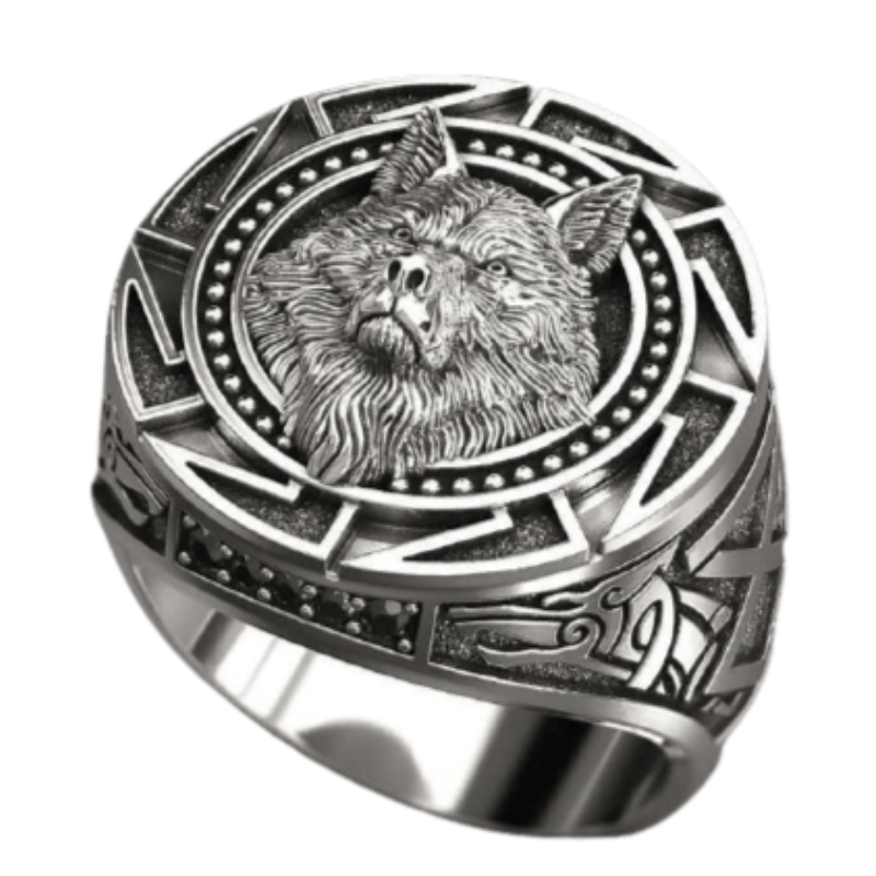 Viking Wolf Symbols Ring