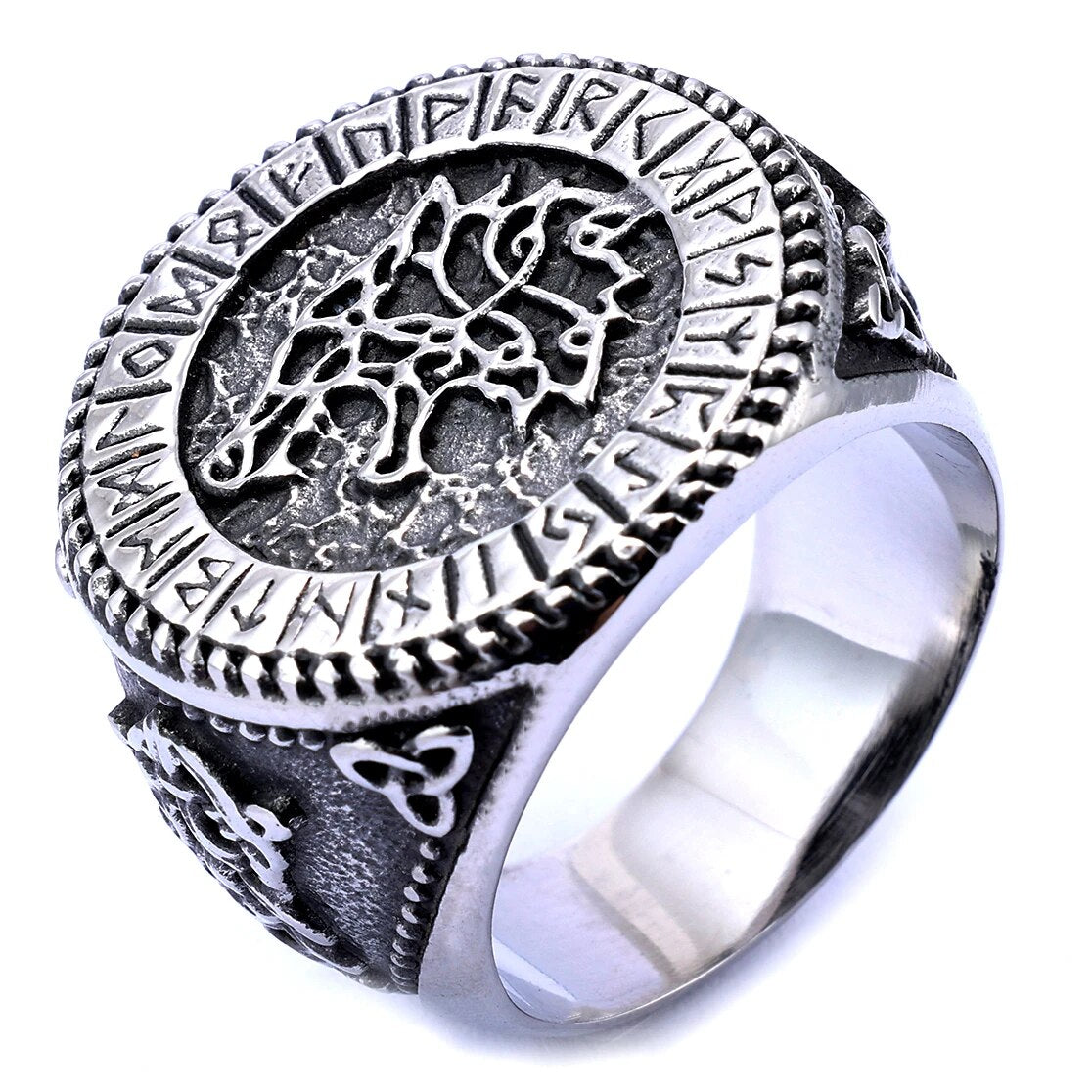 Viking Runes Wolf Ring