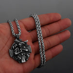 Viking Odin Warrior Raven Shield Pendant Necklace