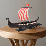 Wooden Viking Drakkar Model Boat 14"