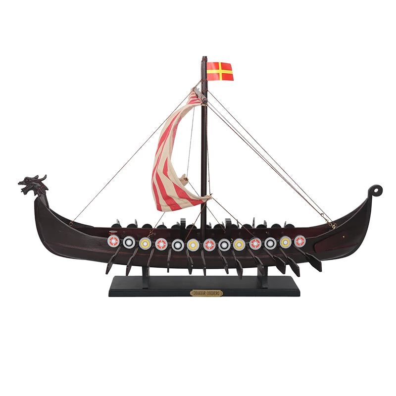 Wooden Viking Drakkar Model Boat 14"