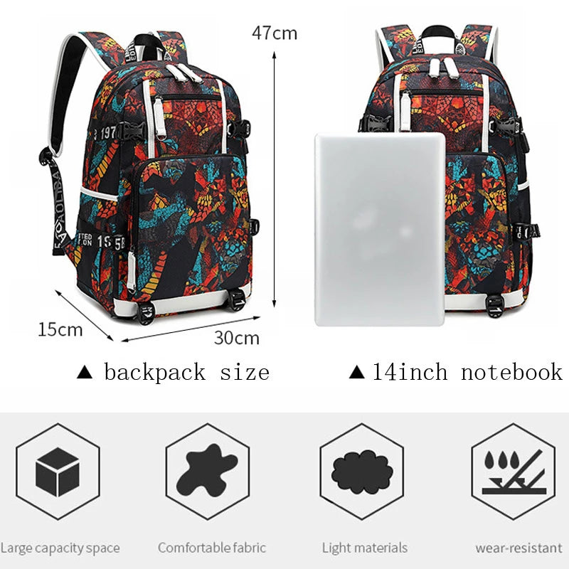 Viking Valknut USB charging Multifunction Travel Backpack - Starry Blue