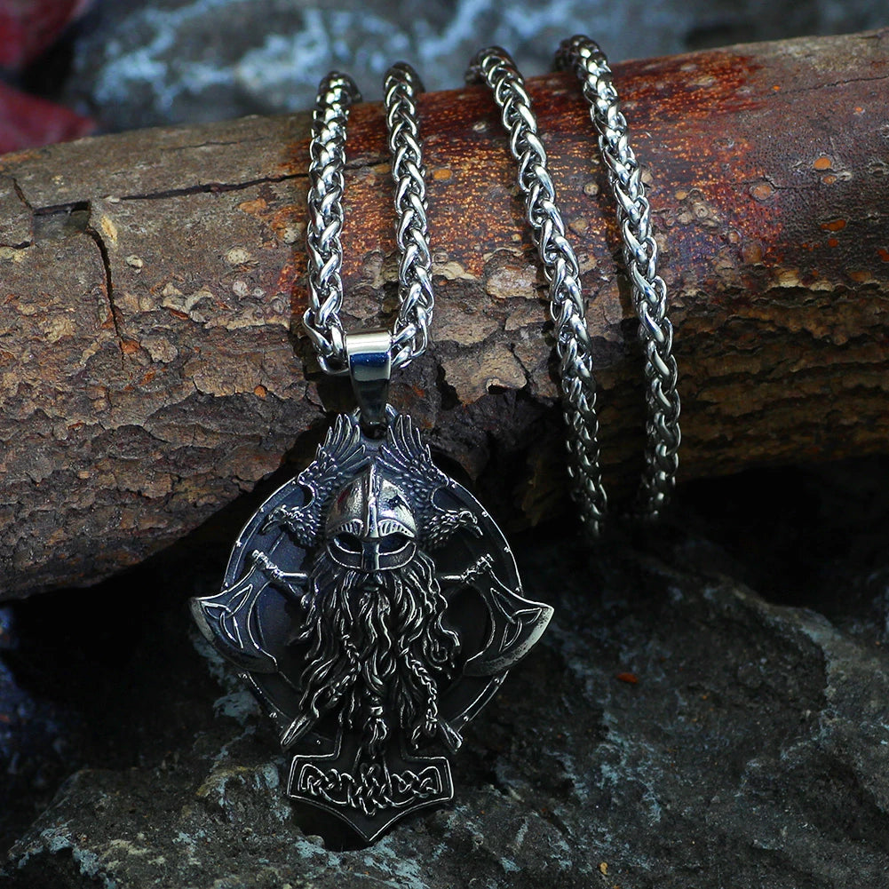 Odin's Ravens Viking Warrior Pendant Necklace