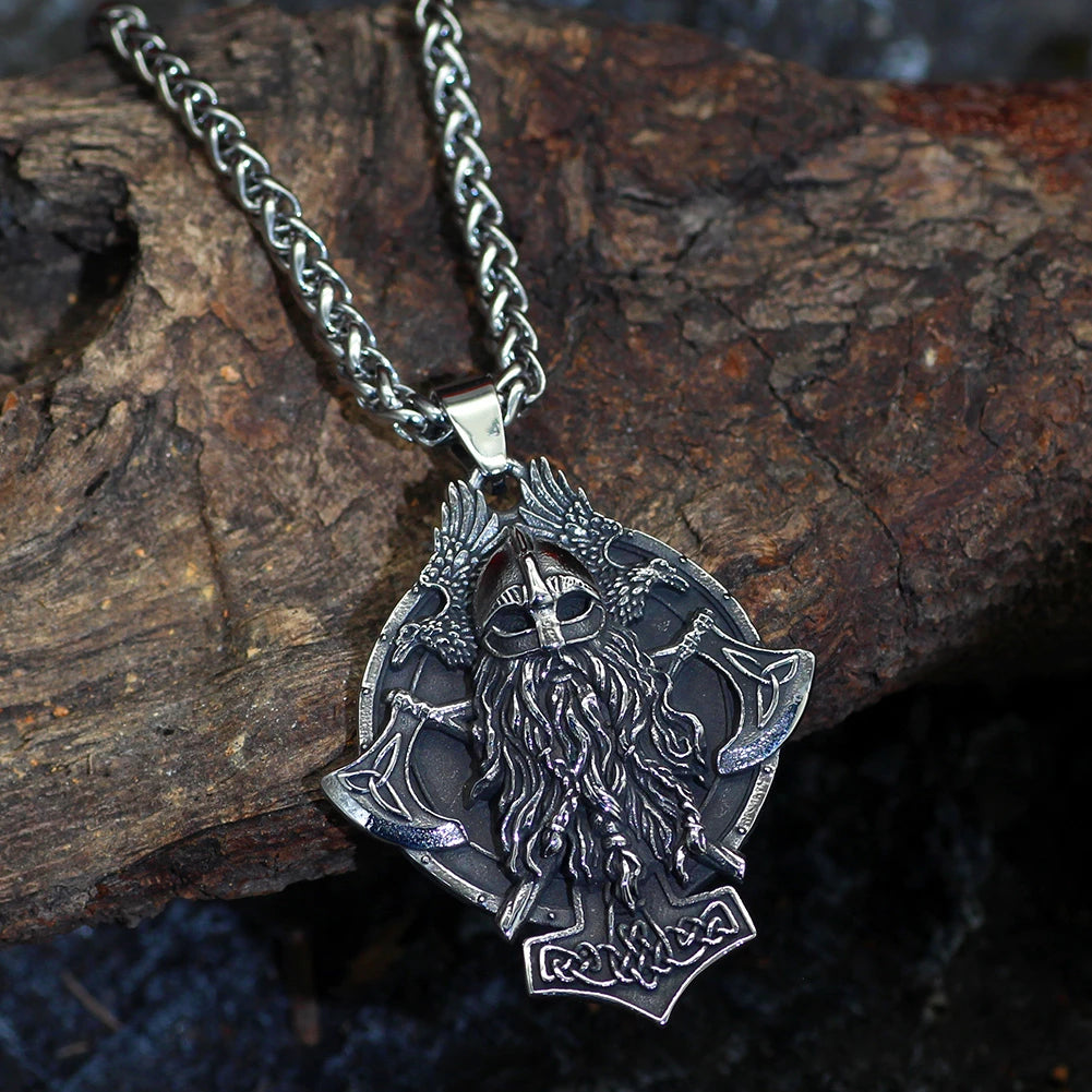Odin's Ravens Viking Warrior Pendant Necklace