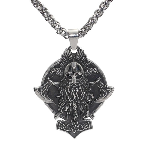 Odin's Ravens Viking Warrior Pendant Necklace