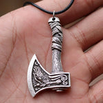 Celtic Wolf And Raven Viking Axe Necklace