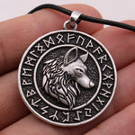 Norse Wolf Runes Pendant Necklace