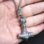 Thor's Hammer Mjolnir Viking Necklace With Rune Bead