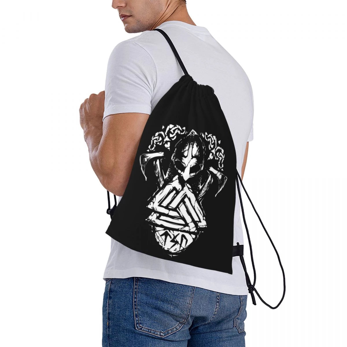 Viking Warrior Drawstring Bag