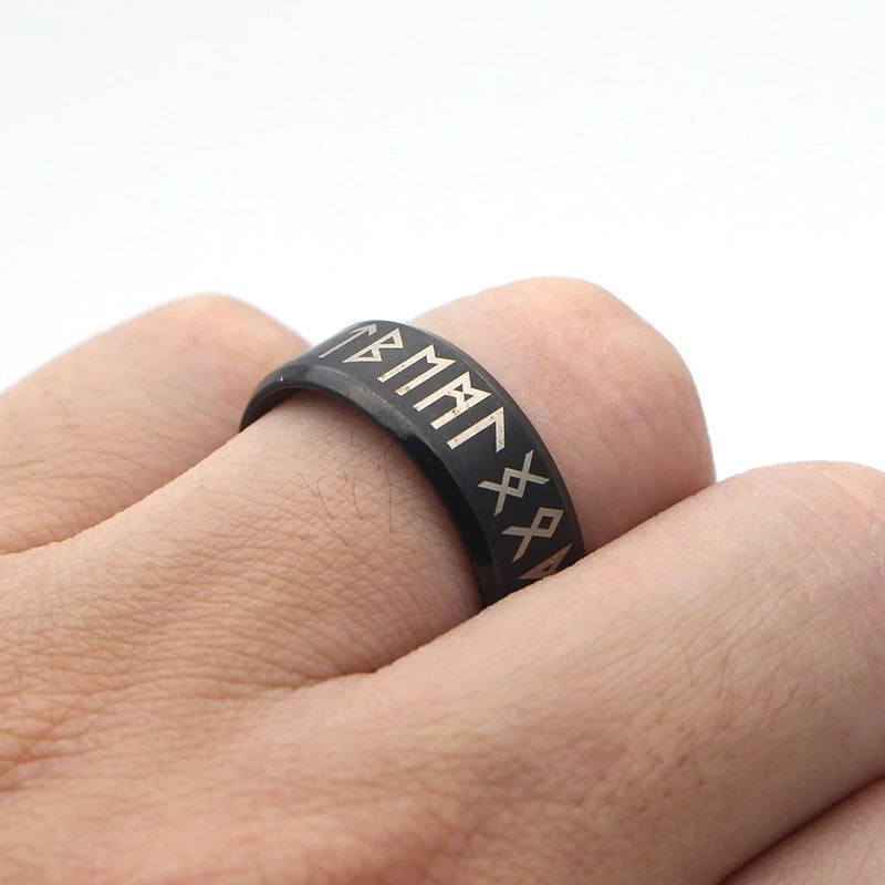Black Viking Runic Ring