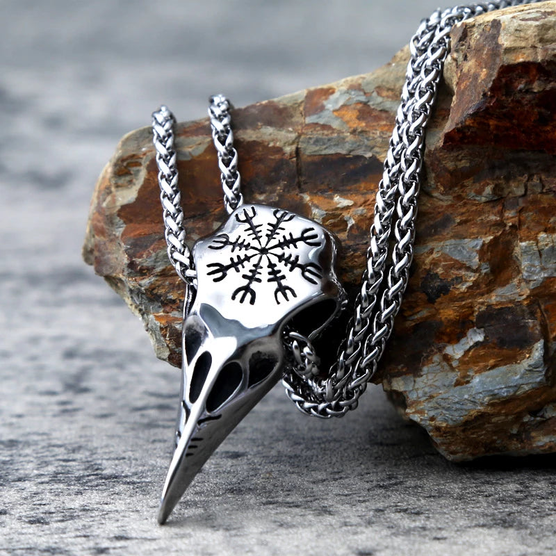 Vintage Odin Crow Skull Pendant