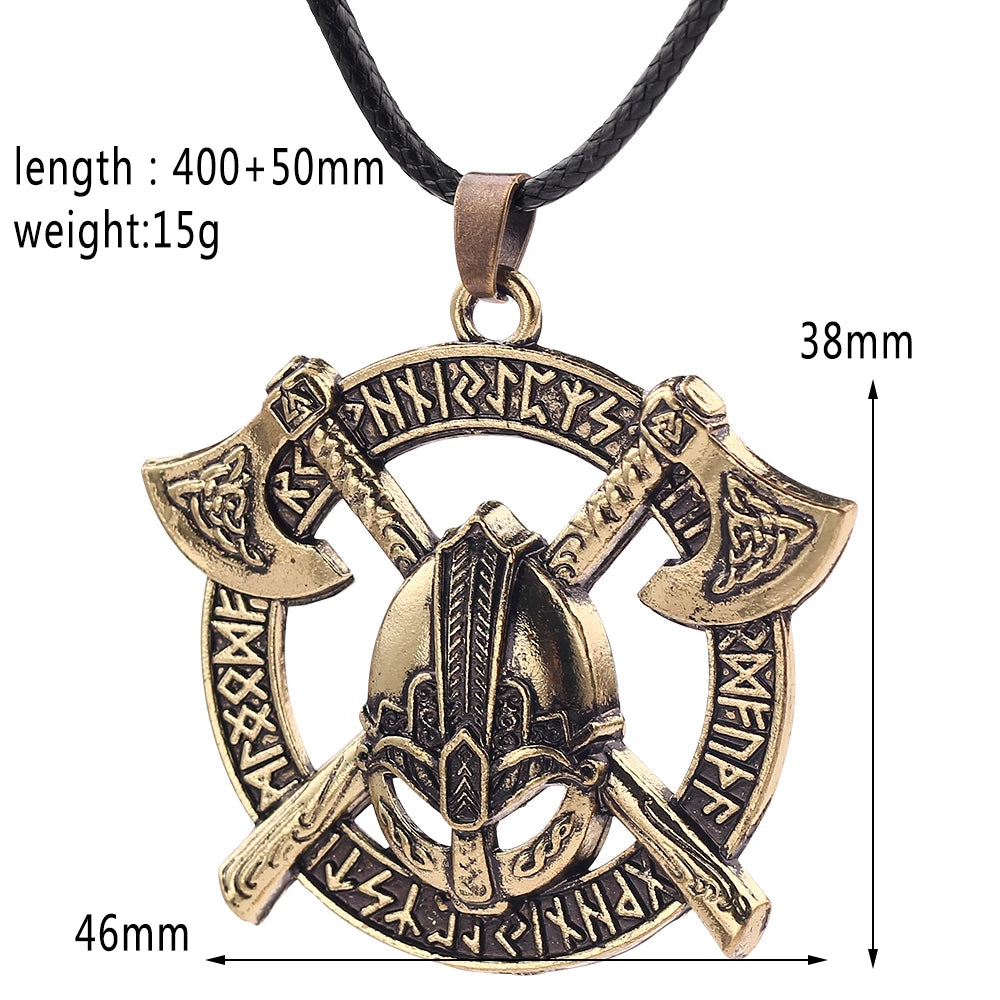 VIKING NECKLACE - DOUBLE AXE & HELMET
