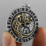 Fenrir With Runes Swallowing Sun Necklace
