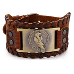 Norse Raven Viking Leather Bracelet