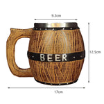 Oak Barrel Style Wooden Beer Tankard Mug