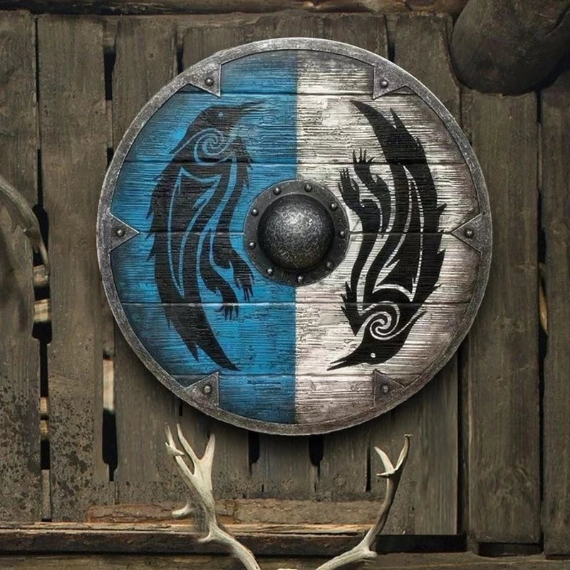 Odin's Ravens Viking Battle Shield - Wooden Wall Hanging Decor
