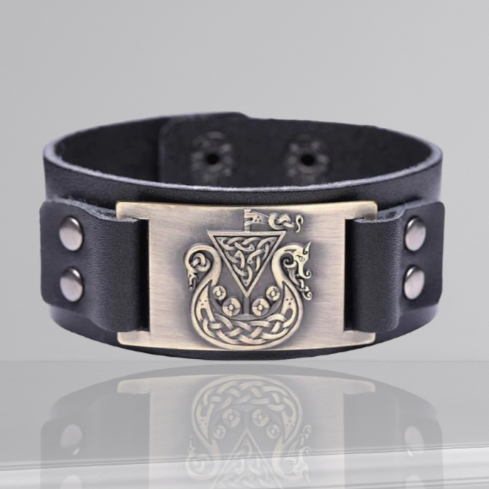 VIKING SHIP DRAKKAR BRACELET LEATHER