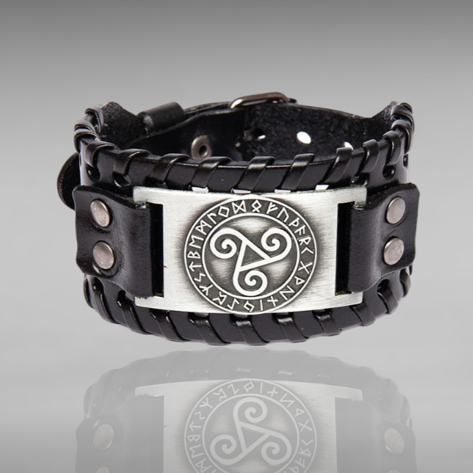 Triskelion Viking Leather Bracelet