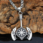 Battle Axe Necklace With Vegvisir Symbol
