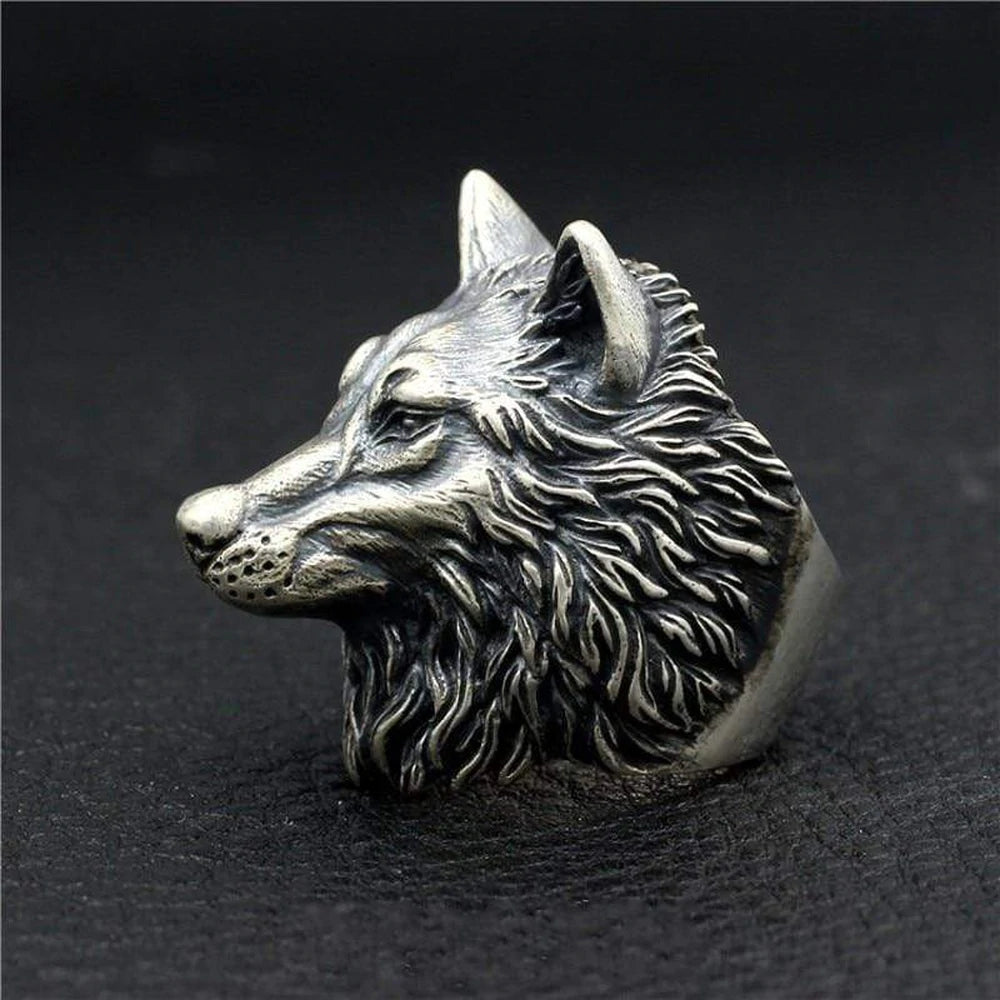 Wolf Head Viking Ring