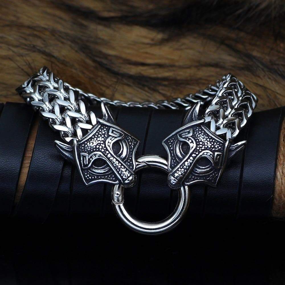 Celtic Wolf Head Chain Bracelet